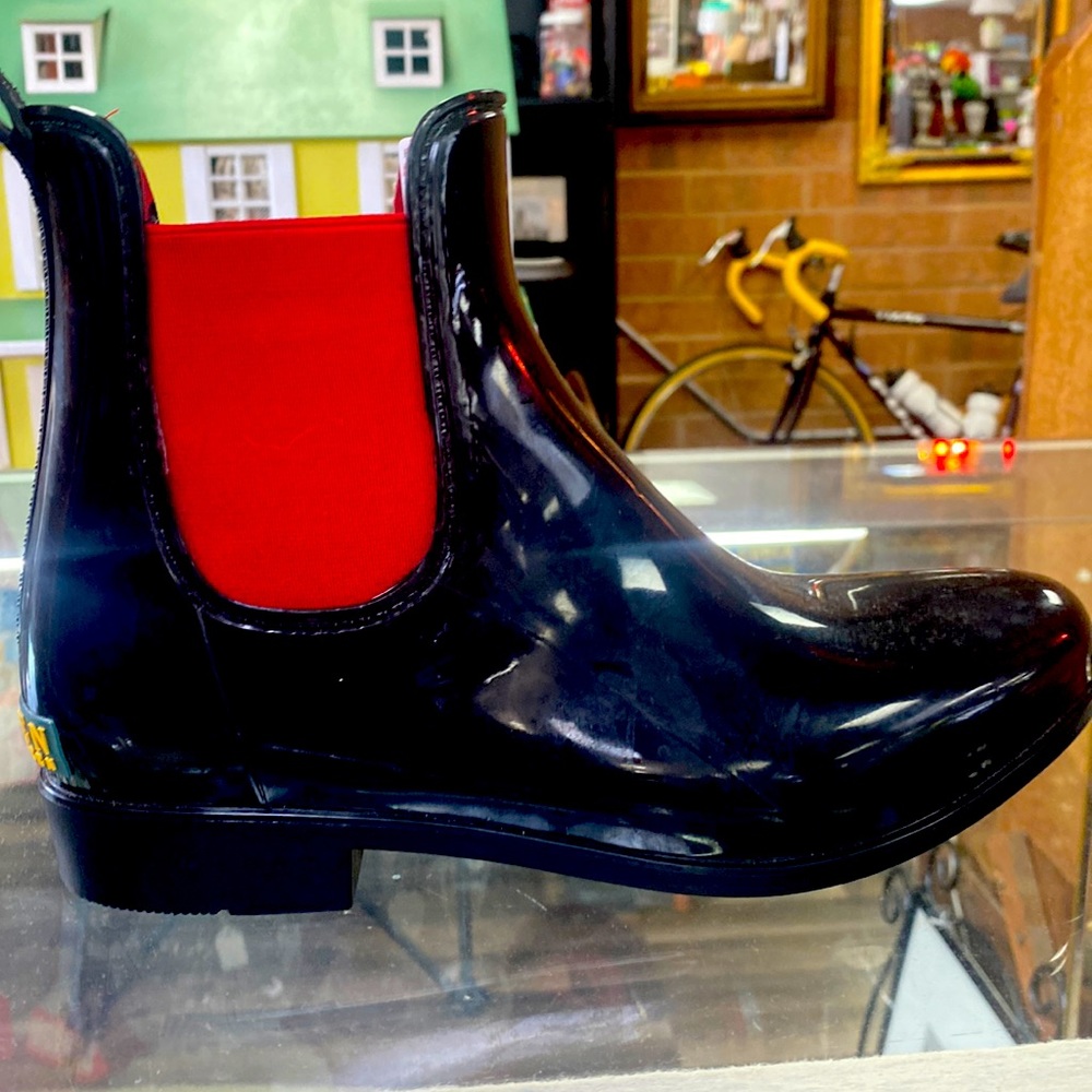 Lauren x Ralph Lauren Black & Red Rain boots